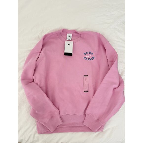 Nike SB Born X Raised Rocker Pink Crewneck SWEATSHIRT SMALL NEW WITH TAGS RARE - Picture 1 of 9